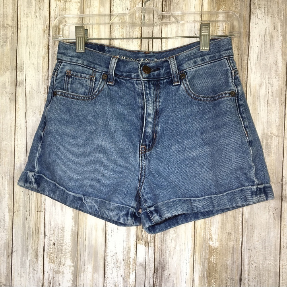 American Eagle Medium Wash Denim Mom Shorts